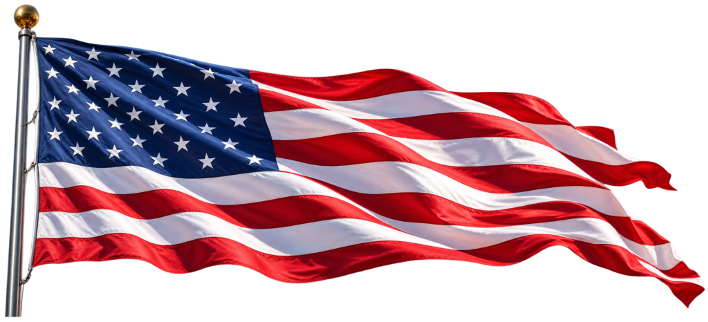 waving american flag on transparent background